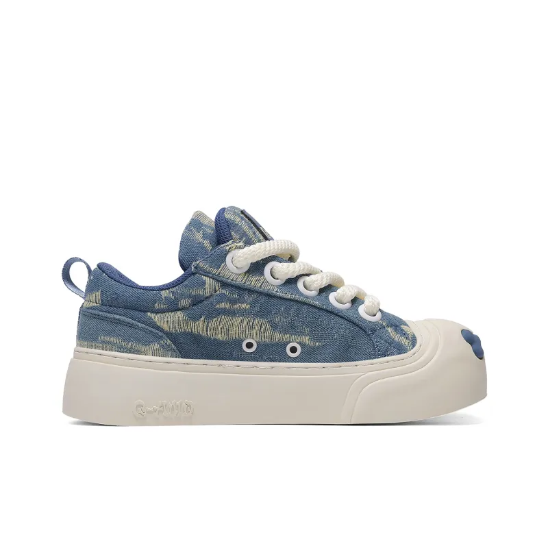 Q AND Slip Resistant Height Increasing Low Top Skateboard Shoes Women's Blue-2