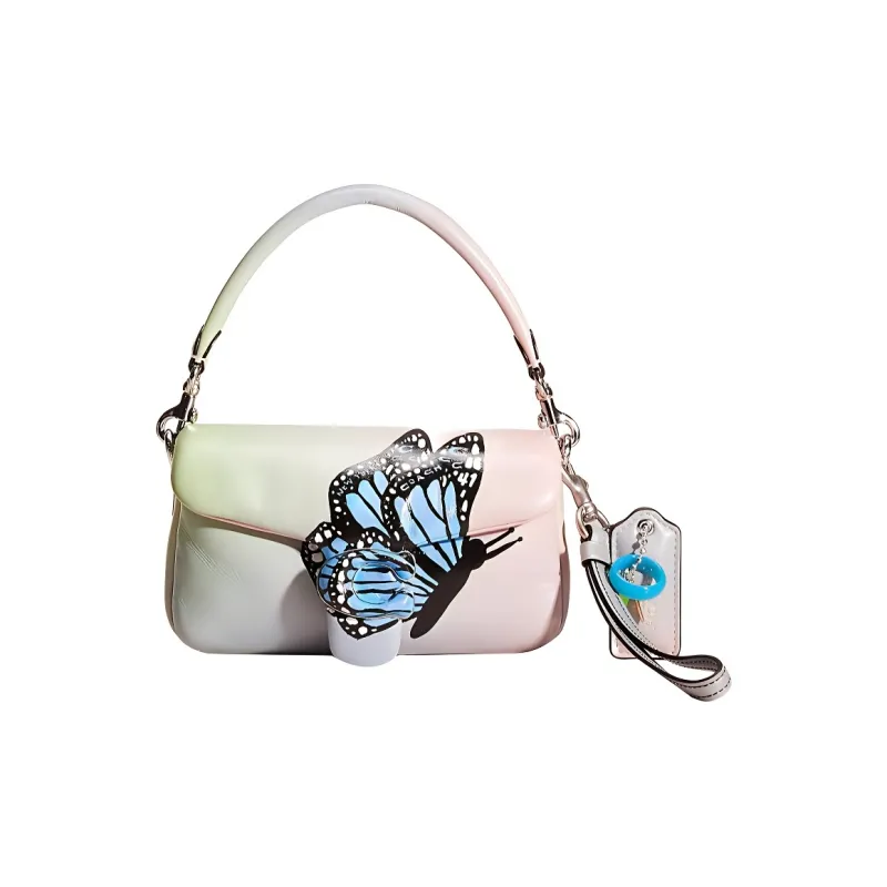 COACH Pillow Nappa Leather Portable Crossbody Bag Shoulder Bag Women's White & Green-0
