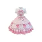 Pink Jsk+White Shirt+Hats & Caps+Back Bowknot