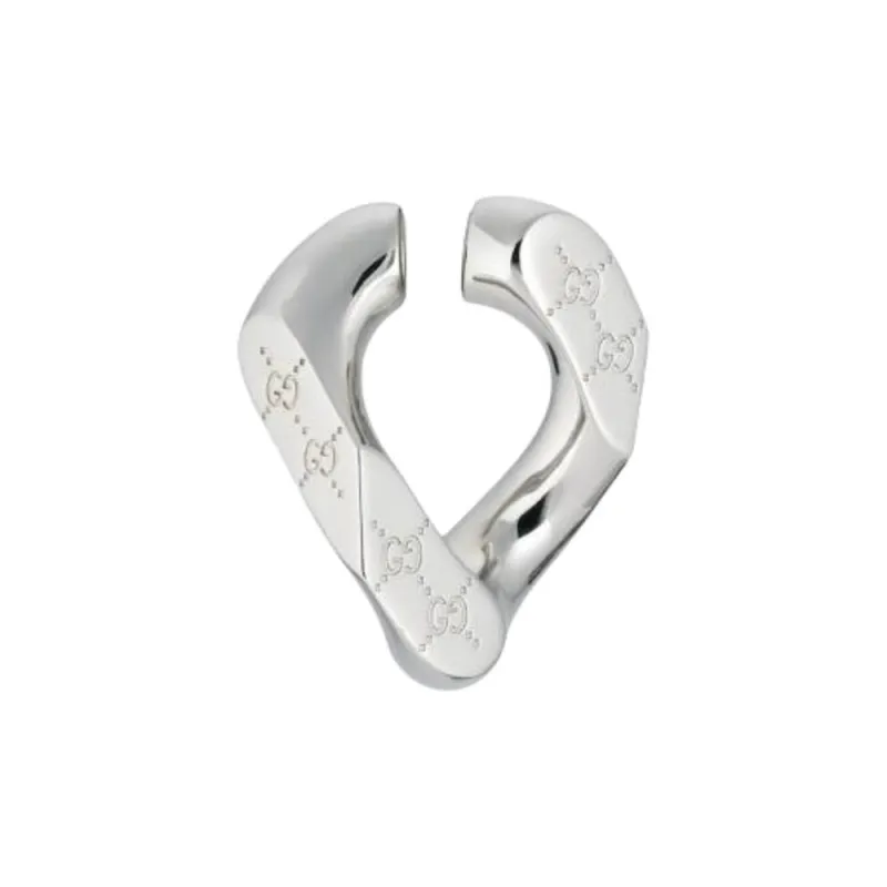 GUCCI Brass Clip On Earrings Unisex Silver-2