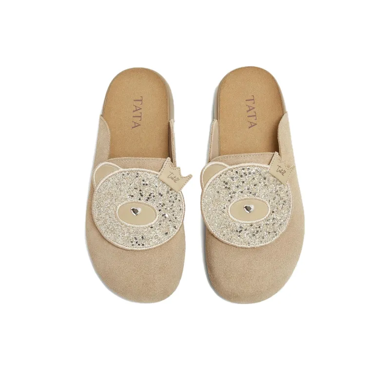 TATA Leather Patchwork Quiet Closed Toe Slippers Women's-10