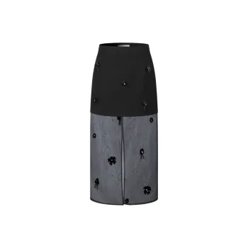 Three Quarters Casual Long Skirt Women's Black