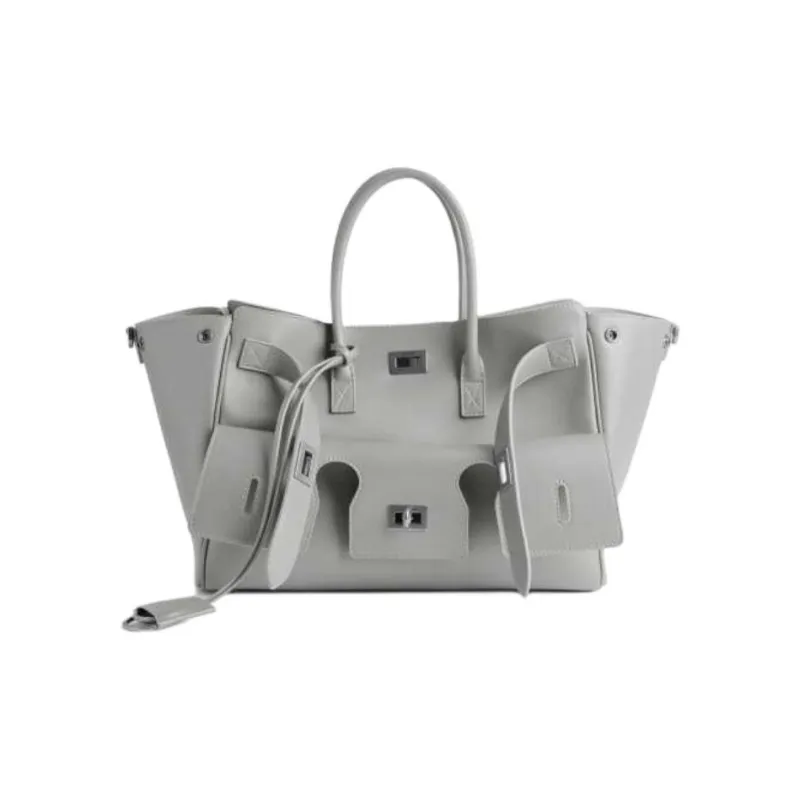 Balenciaga Cow Leather One Shoulder Handbag Trumpets Women's Cloud Gray-0