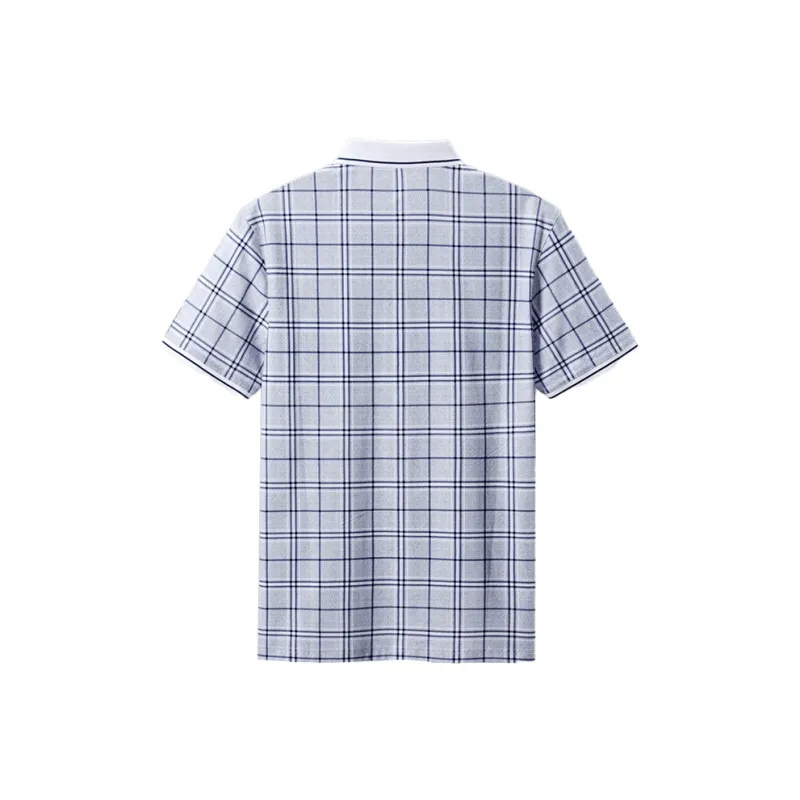 ARTSDON Polo Shirts Men Light Gray Plaid-1