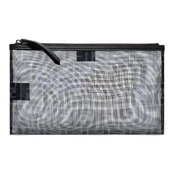 FENDI Fabric Clutch Makeup Bag Toiletry Bag Women's Blue Black