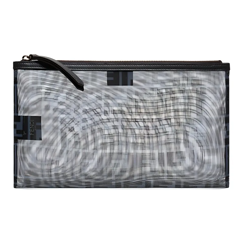 FENDI Fabric Clutch Makeup Bag Toiletry Bag Women's Blue Black-0