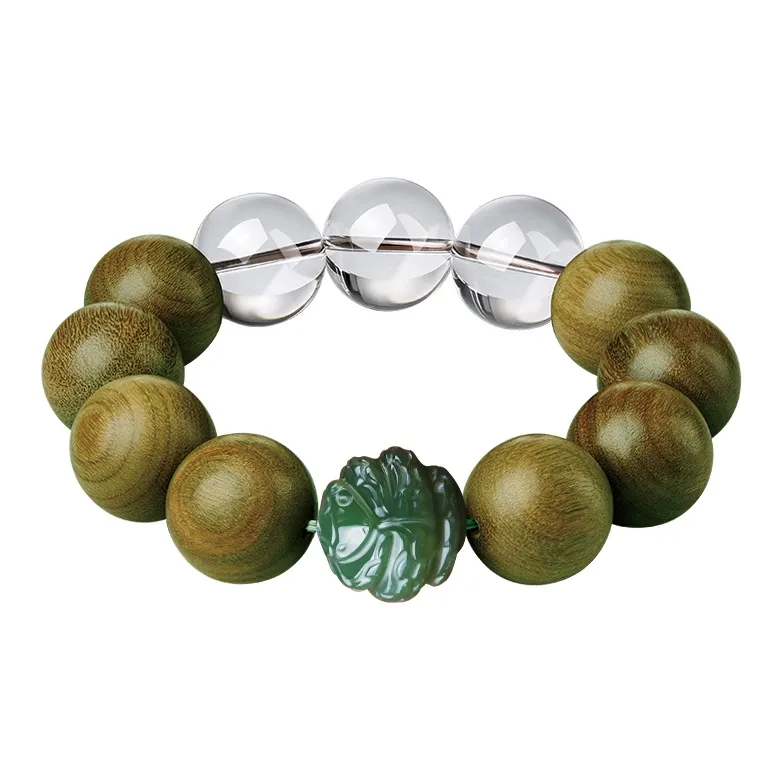Yi Mingju Green Sandalwood Bracelets Men's-5