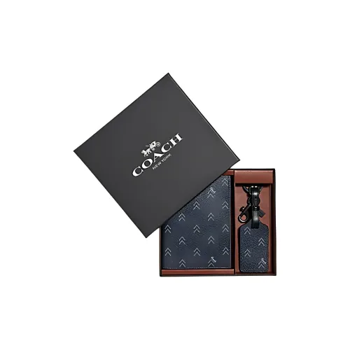 COACH Coated Canvas Luggage Tag Passport Holder Men's Marine Blue