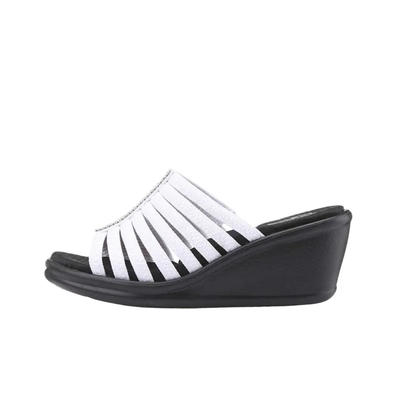 Skechers Foam Sole Quick Dry Slide Slippers Women's Black White-0