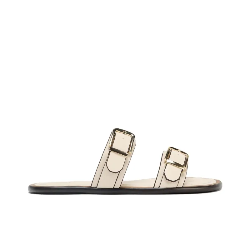 ZARA PU Polyurethane Abrasion Resistant Slide Slippers Women's Light Beige Yellow-1
