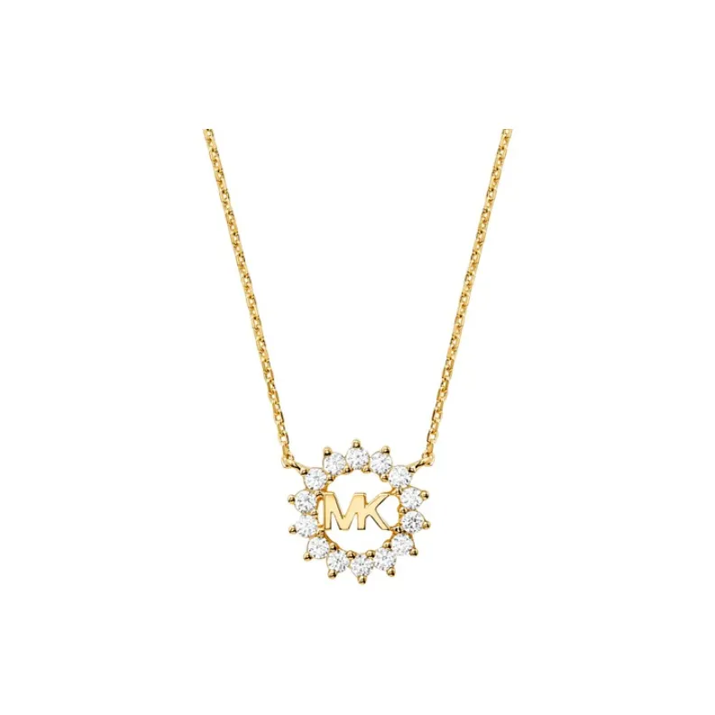 MICHAEL KORS Sterling Silver, 14K Gold Plated, Cubic Zirconia Necklaces Unisex Gold-0