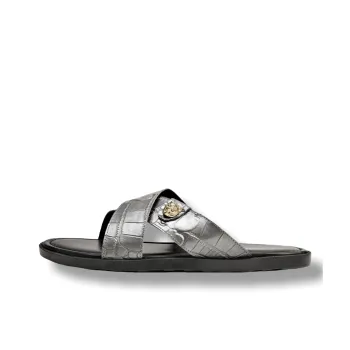 Brounvanm Rubber Sole Slip Resistant Quick Dry Slide Slippers Men's Silver
