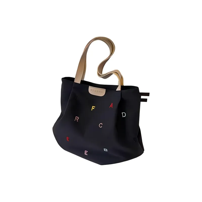 Gentle Welcome Embroidered Letters Shopping Bag Refreshing-12