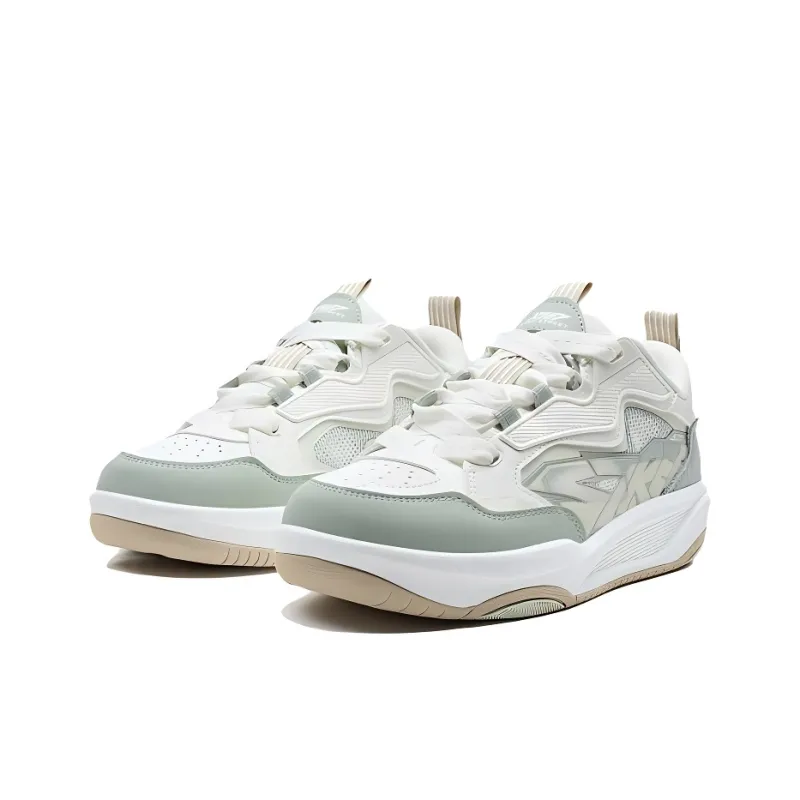 XTEP Wave CTR Anti Slip Wear Resistant Low Top Skateboard Shoes Women's White Green-1