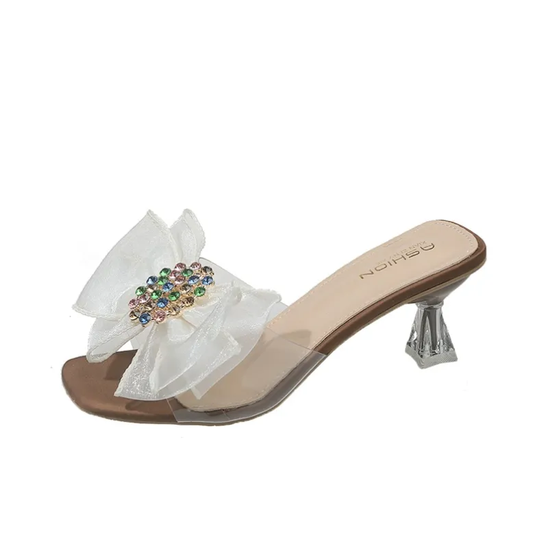 AJPAP Rubber Sole Embroidery Sequins Rhinestone Slide Slippers Women's-5