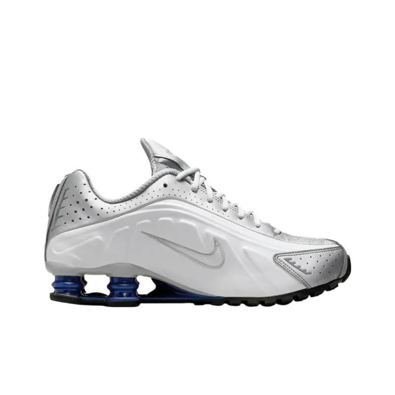Nike Shox R4 Anti Slip Wear Resistant Low Top Running Shoes Men's White Silver-1