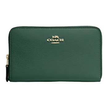 COACH Id Zip Wallet Pebbled Leather Wallet Small Size Women's Black Pine