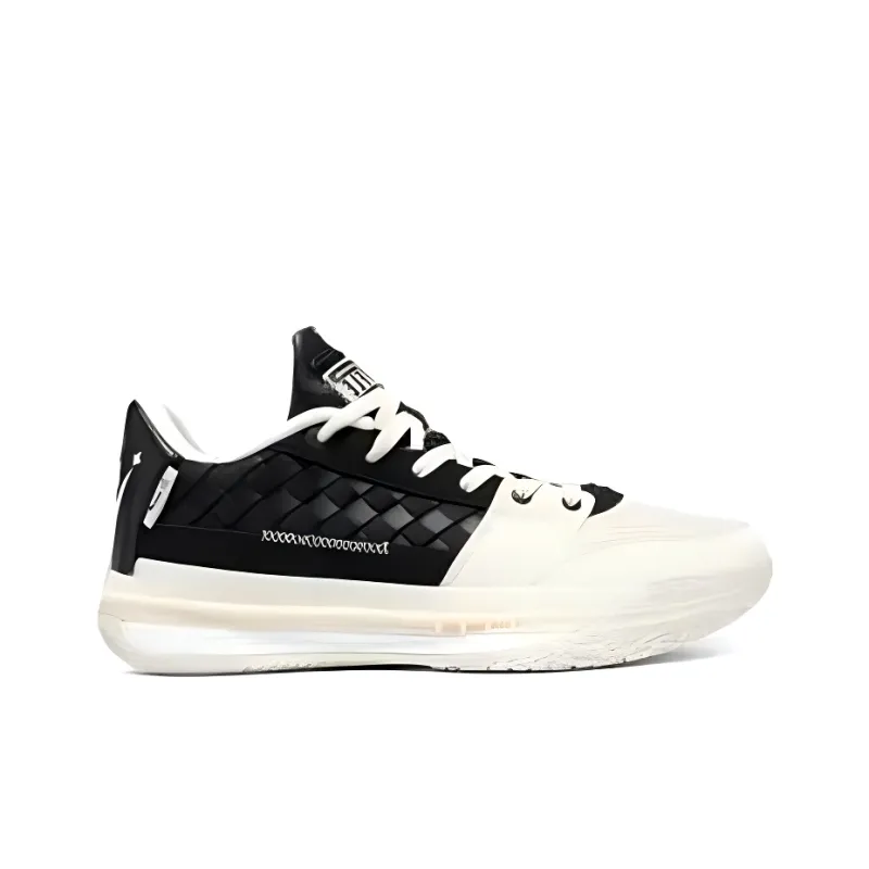 361° Anti Slip Wear Resistant Low Top Basketball Shoes Men's Black White-1