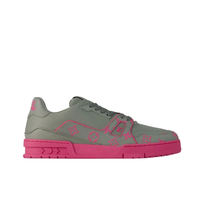 LOUIS VUITTON Trainer Low Top Skateboard Shoes Men's Gray-1