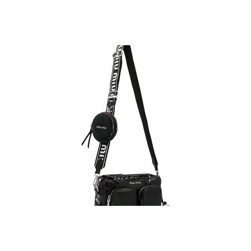 MIU MIU Leather Shoulder Bag Women's Black-3