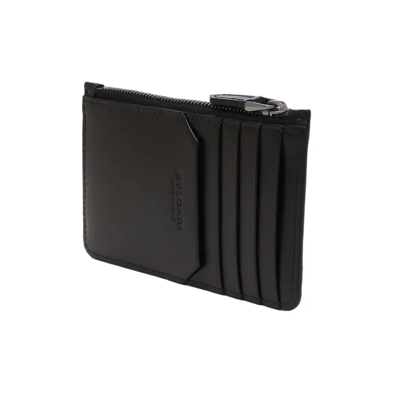 BVLGARI Serpenti Series Calfskin Coin Purse Men's Black-1