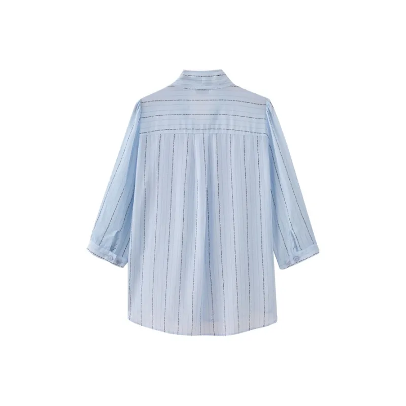 SHUIYUNJIAN Shirts Women's Light Blue Stripes-1