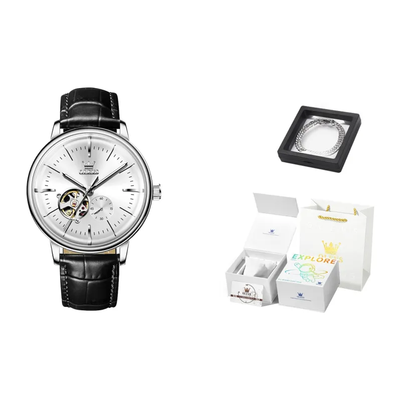 OLEVS Minimalist Series Automatic Mechanical Movement Watch Men's Watches White Dial-0