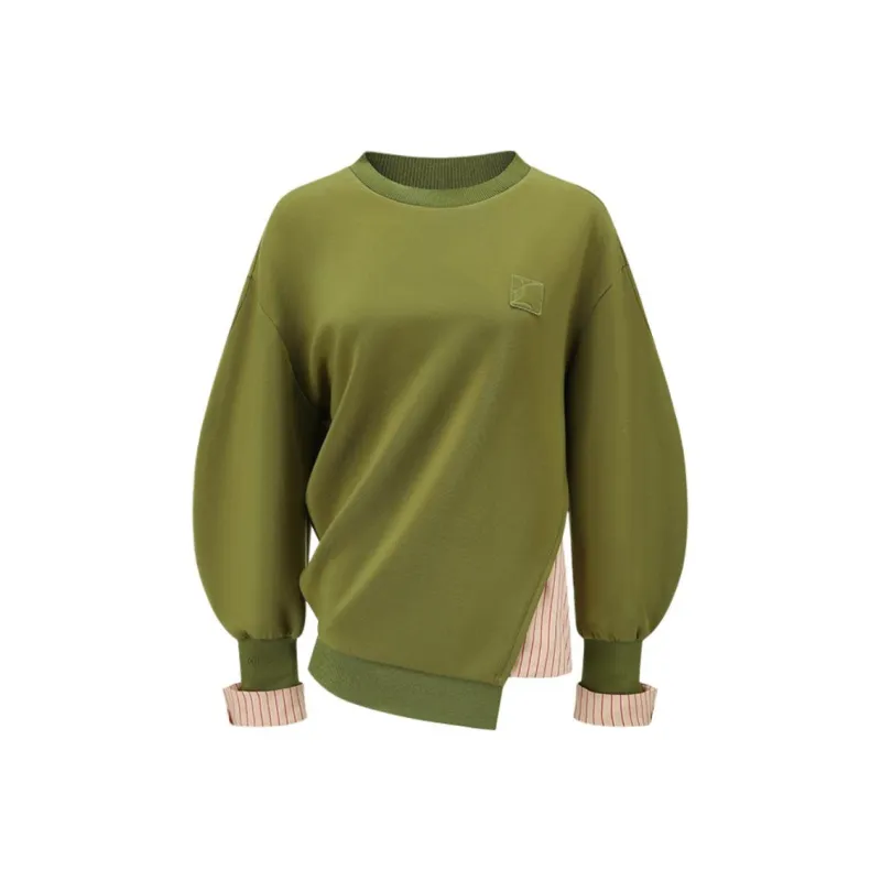 DEEPMOSS Sweatshirts Women's Olive Green-0