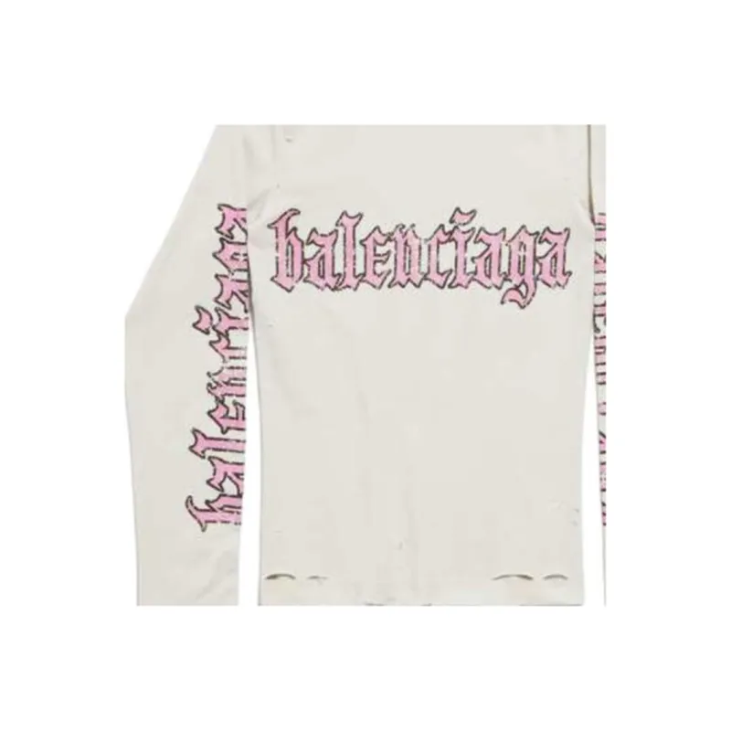 Balenciaga FW25 T Shirt Women's Distressed White Regular Fit-6
