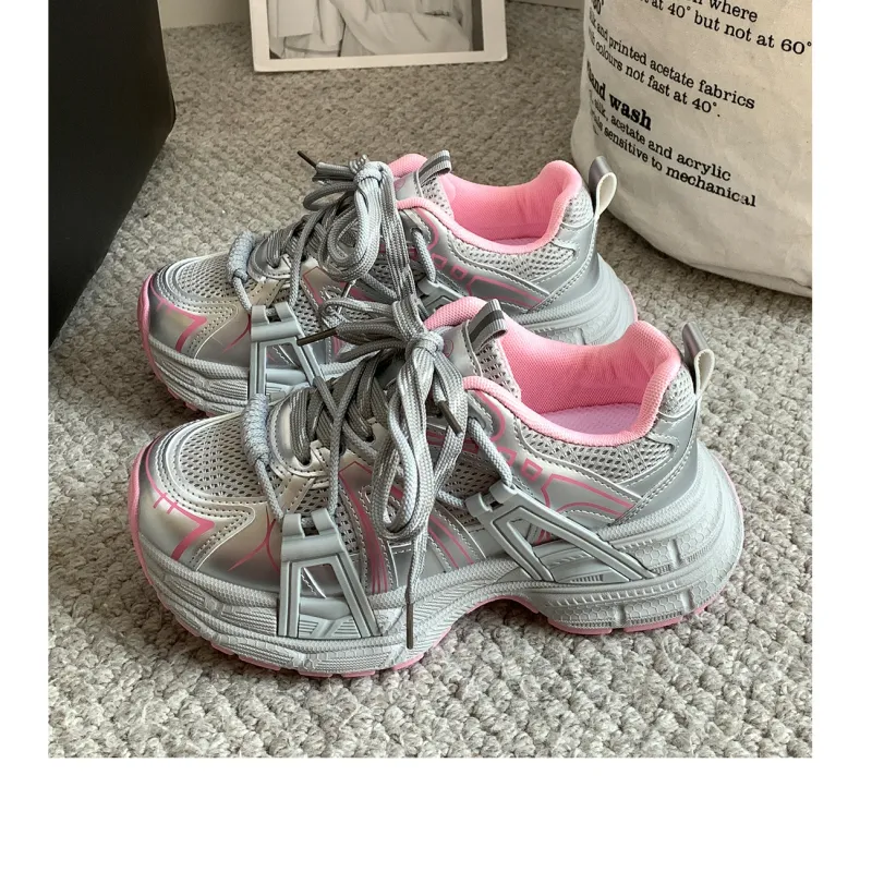 VICTORIA&VERA Slip Resistant, Abrasion Resistant, Breathable, Lightweight Low Top Chunky Sneakers Women's-19