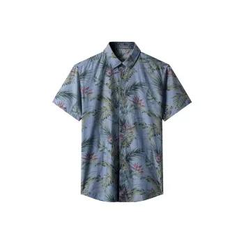 ARTSDON Shirts Men Denim Blue Pattern