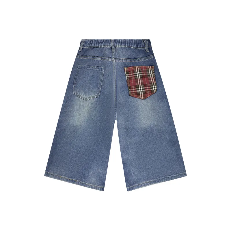 AWAO Denim Shorts Unisex Blue-1