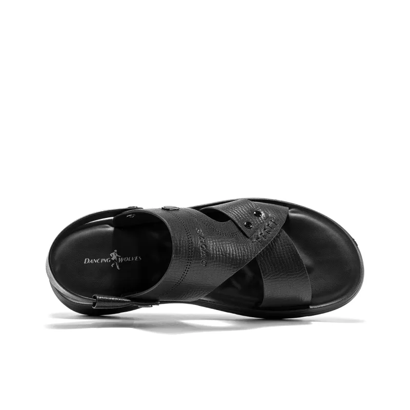 Dance With Wolves Beach Sandals Men's Black-2