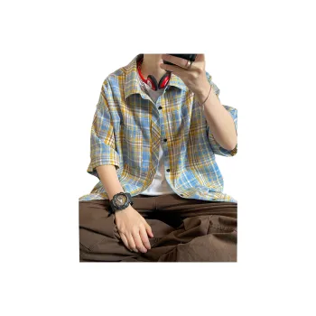 Love Monster Shirts Unisex Yellow Plaid Short Sleeved