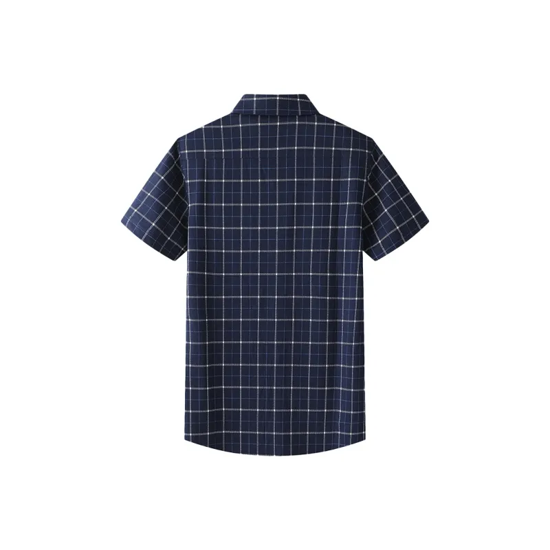 ARTSDON Shirts Men Navy Blue Plaid-1