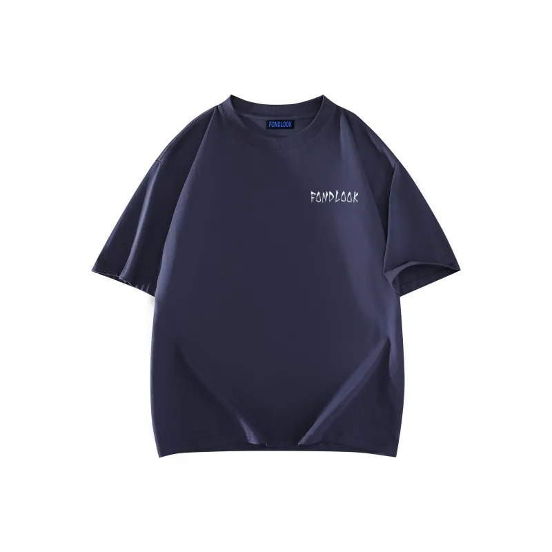 FONDLOOK T Shirts Unisex Navy Blue-1