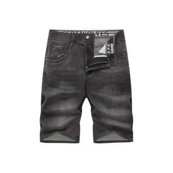 SEPTWOLVES Denim Shorts Unisex Black Gray Color