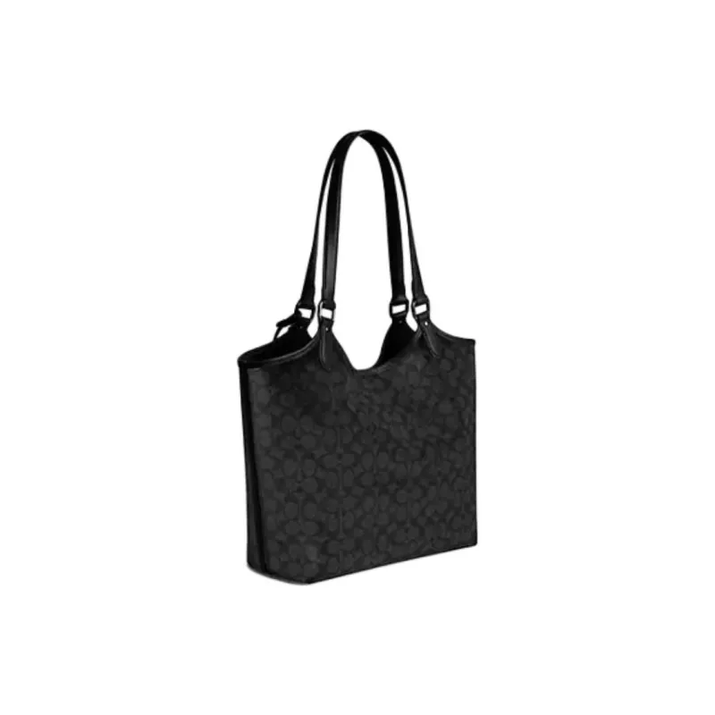 COACH Canvas With Leather Tote Bag, Shopping Bag, Handbag, Shoulder Bag Tubas Women's Charcoal Black-1