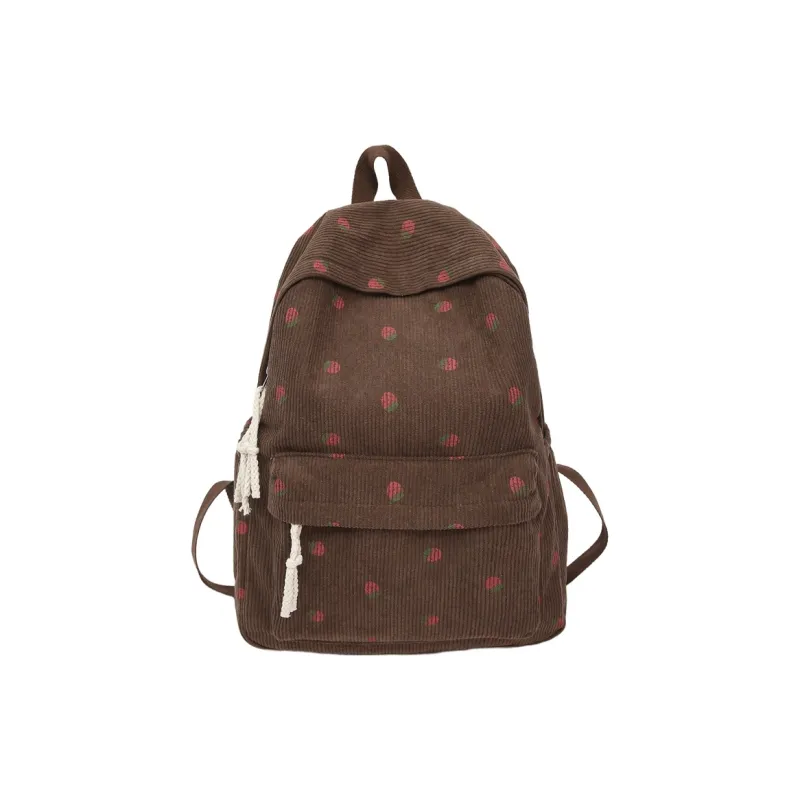 Meow In The Grass Corduroy Backpack Women's Black/White/Light Pink/Dark Pink/Green/Coffee-26
