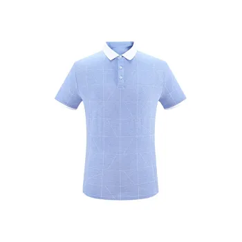 ARTSDON Polo Shirts Men Denim Blue Pattern