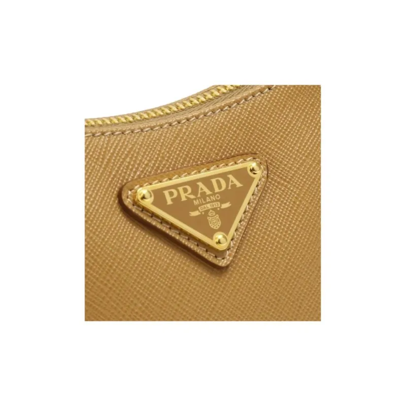 PRADA Leather Shoulder Bag Mini Women's Brown-5