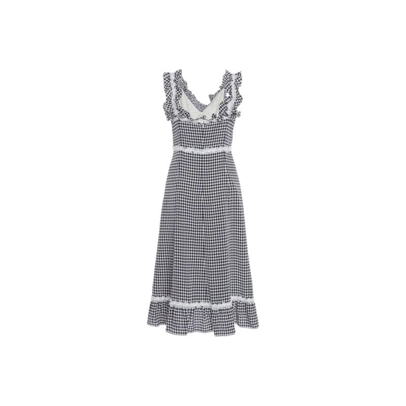 Alessandra Rich Grid pattern Midi Dress-1