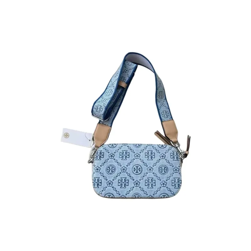 TORY BURCH T Monogram Fabric Shoulder Bag, Crossbody Bag Mini Women's Powder Blue-1