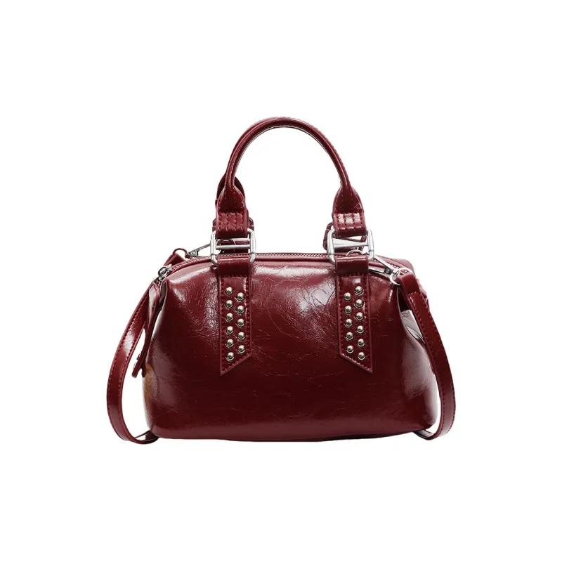 TOUTSEUL YOLO PU Boston Bag Handbag Women's Black/Coffee/Burgundy-6