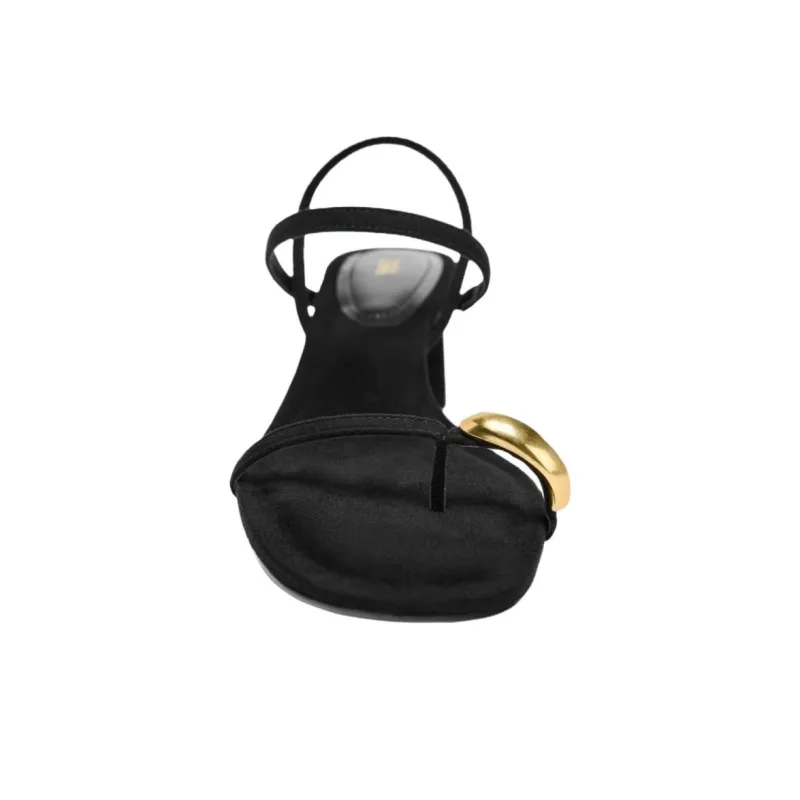 ZARA One Strap Sandals 6cm Women's Black-3