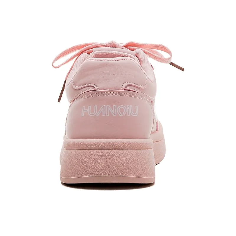 HUANQIU Slip Resistant, Lightweight, And Breathable Low Top Skateboard Shoes Women's Cherry Blossom Pink-3