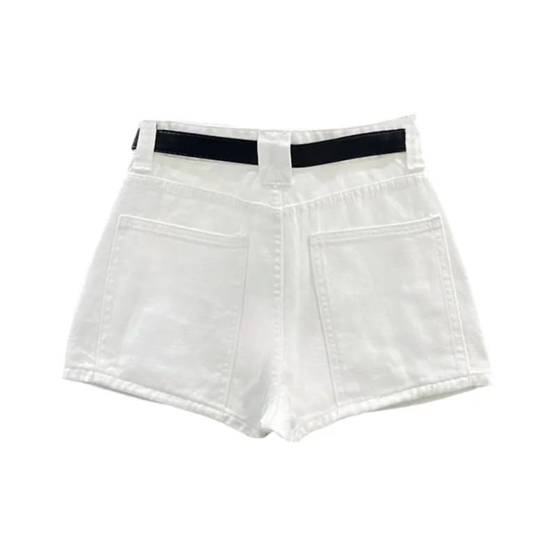 HNUF Denim Shorts Women's White Short Skirt Pants+Red Heart Gift Box-1