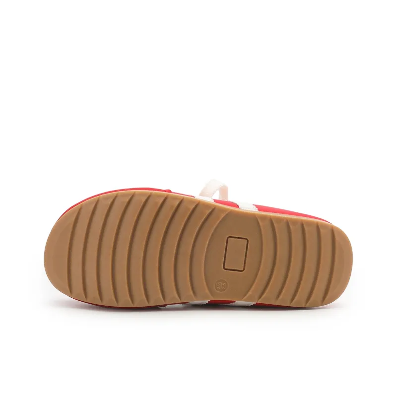 DEERWAY Odor Resistant Quiet Closed Toe Slippers Women's White Red-5