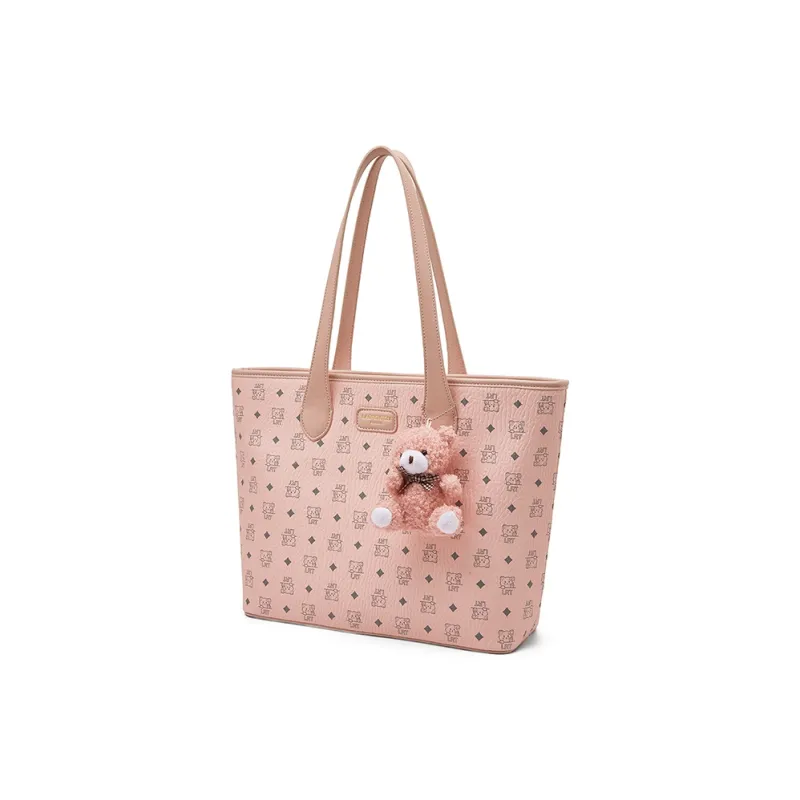 Old Man's Head Synthetic Leather Tote Bag, Shoulder Bag Women's Brown/Pink-6