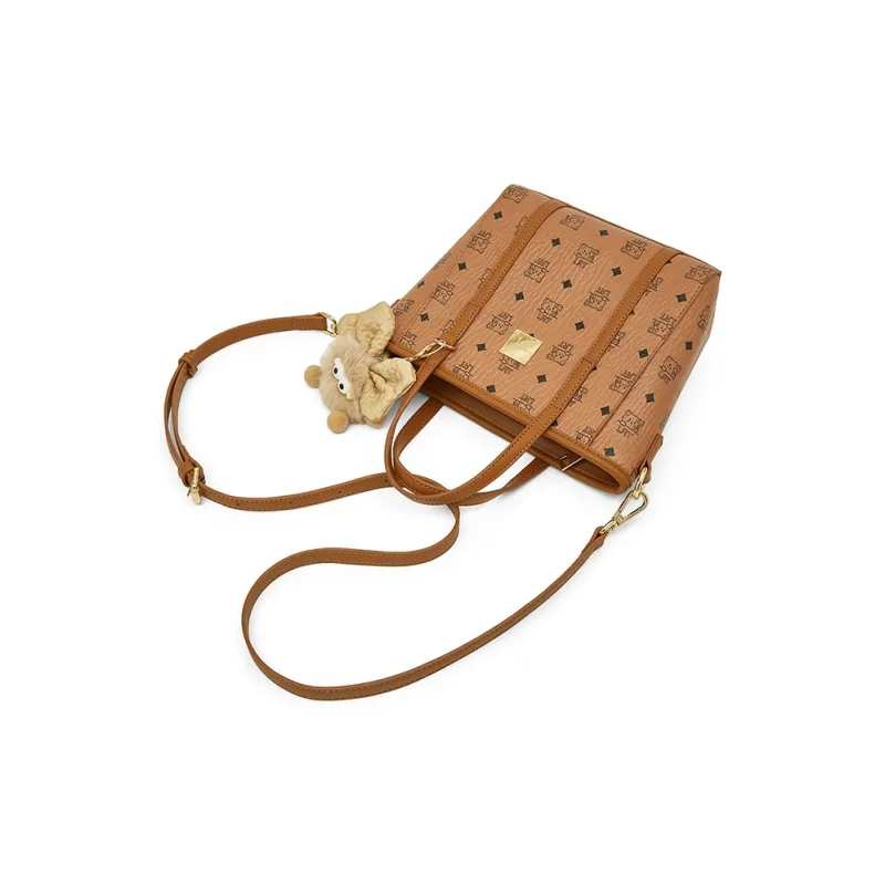 Old Man's Head Synthetic Leather Shoulder Bag, Crossbody Bag, Handbag Regular Women's Brown/Pink-5